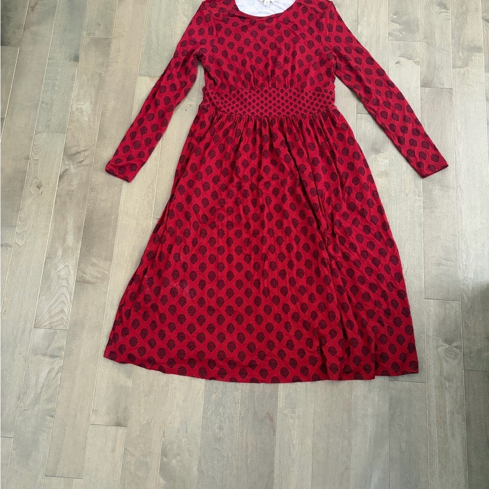 Boden Red and Black Patterned Dress